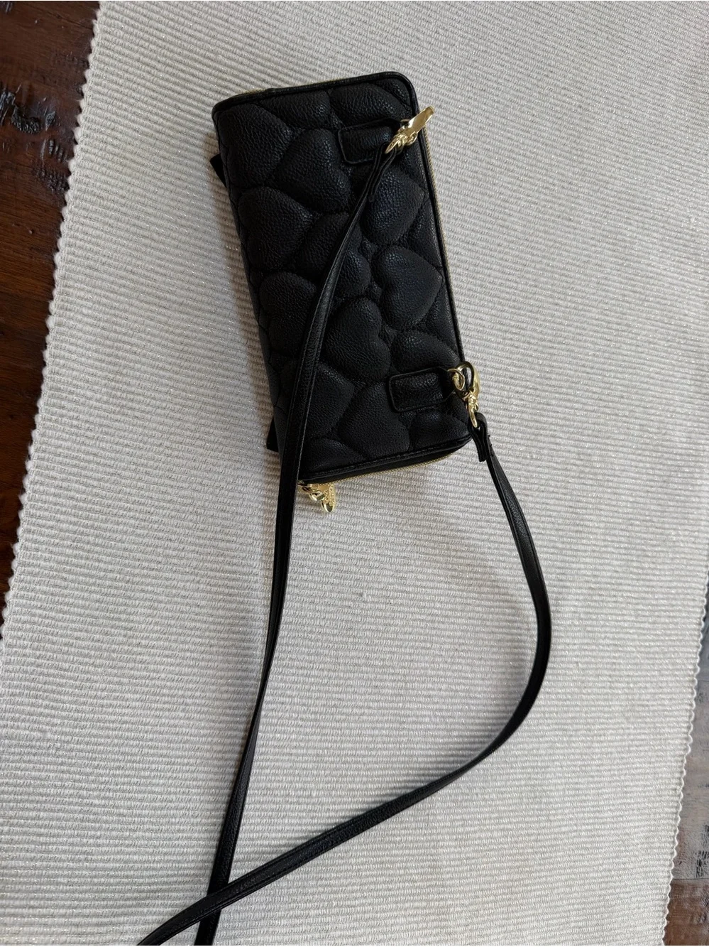 Betsey Johnson Black Sequin Bow Crossbody Wallet
